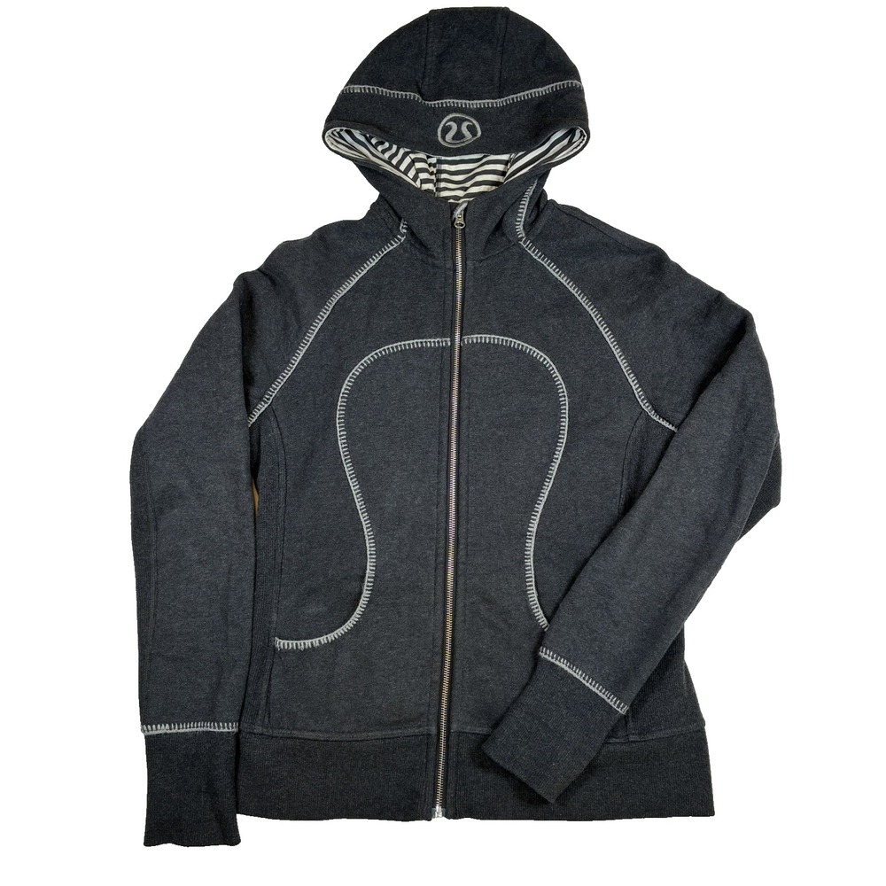Lululemon Special Edition Scuba Full Zip Charcoal Gray Thick Hoodie Womens 10